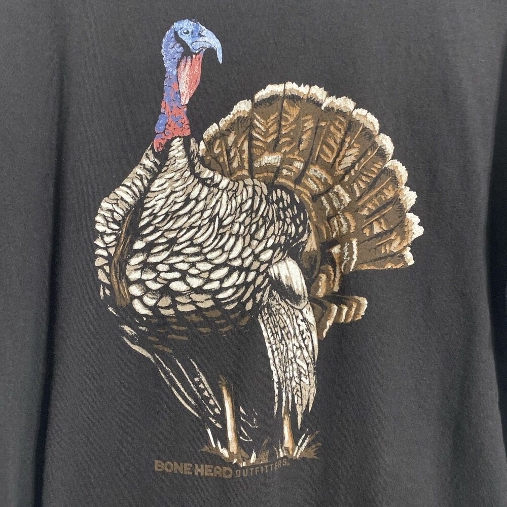 Bone Head Outfitters Turkey Hunting Graphic Tee Shirt Men's L Black 100% Cotton - Picture 5 of 7